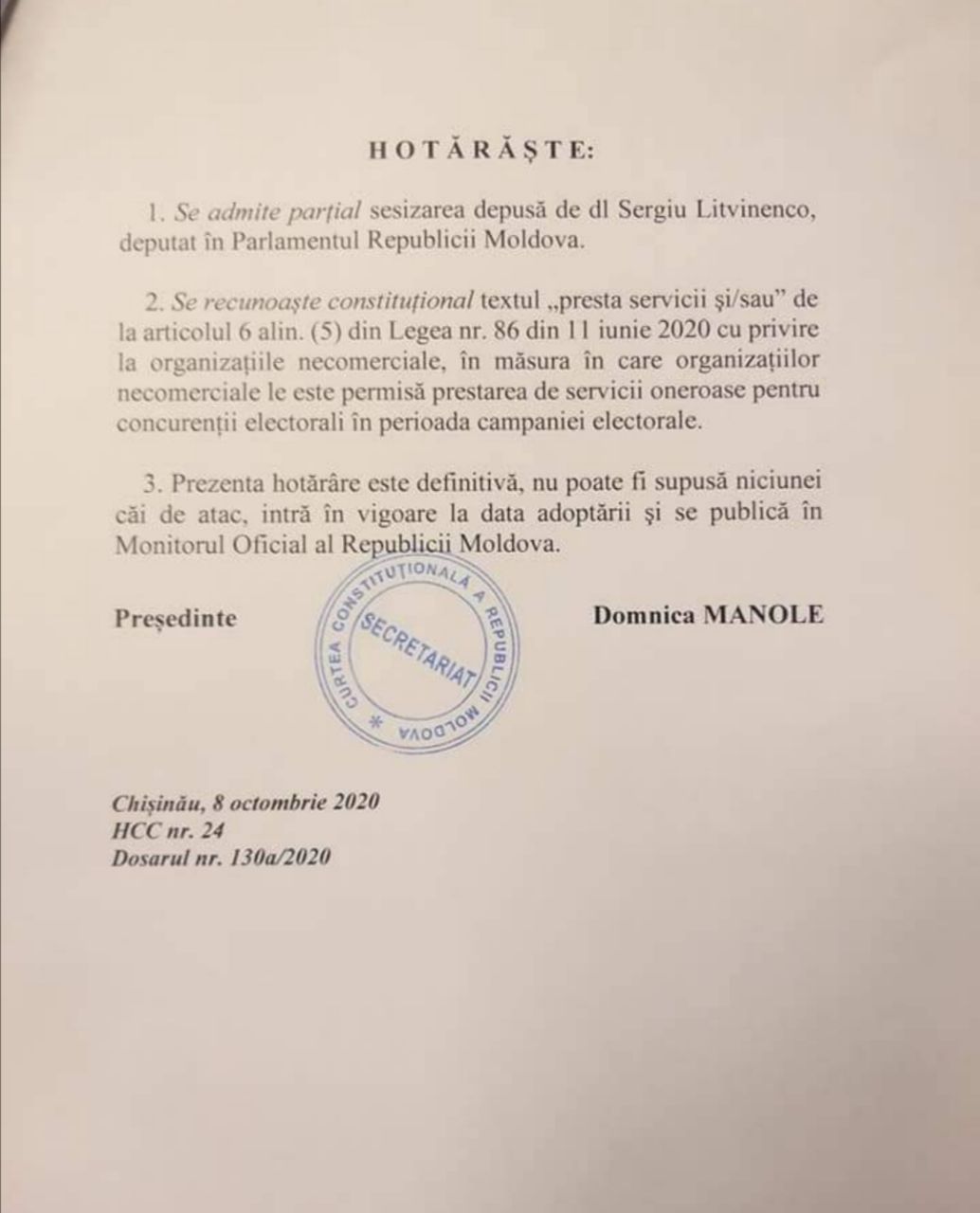 Decizia CC dezleagă și mâinile instituțiilor de presă înregistrate ca ONG, așa cum este TV8 spre exemplu, să POATĂ plasa publicitate electorală
