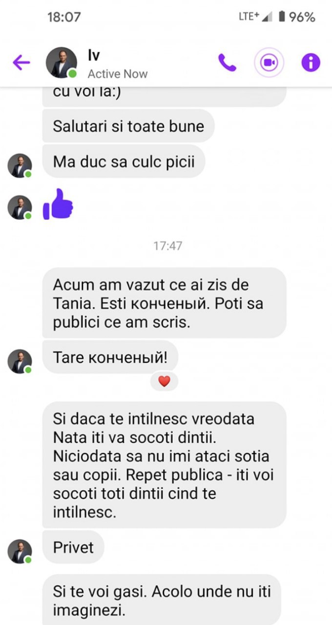 Mesajul care i l-ar fi trimis Ion Ceban lui Andrei Bolocan pe facebook, după publicarea vlogului