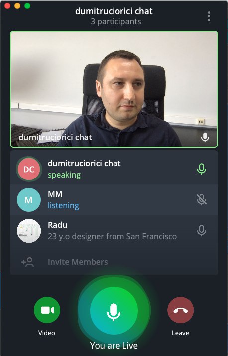 Telegram anunță VoiceChat cu opțiunea de call video. Ne pregătim de unul în zilele viitoare? :)