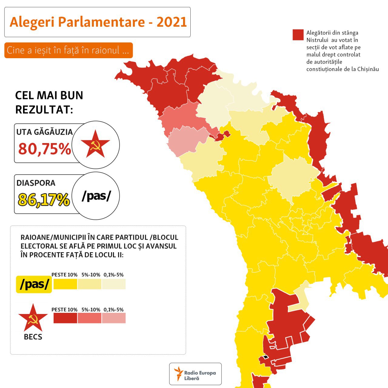 Așa s-a colorat harta țării după alegerile parlamentare de ieri. Stânga a pierdut teren și în sud și în nord