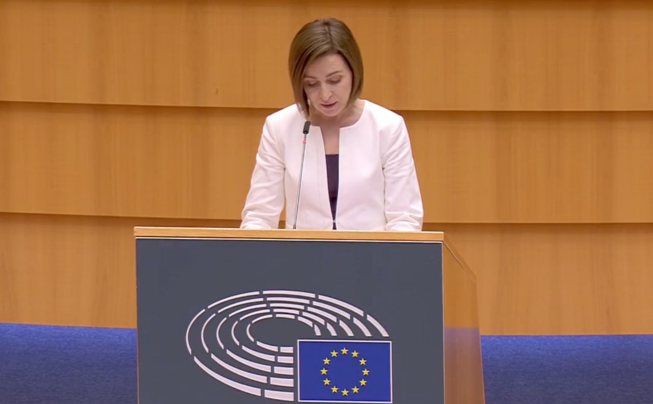 Maia Sandu ține un discurs în aceste momente în plenul Parlamentului European