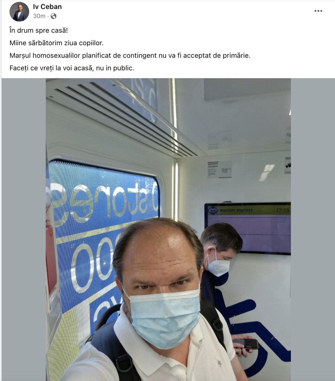 Primarul Capitalei Ivan Ceban spune că Primăria nu va accepta organizarea marșului LGBT în Chișinău: __Faceți ce vreți la voi acasă, nu in public.__