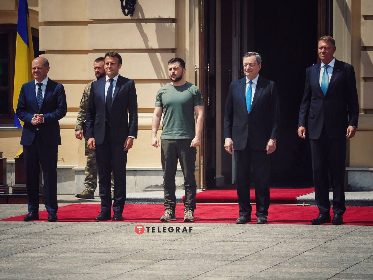 FOTO: Scholz, Iohanis, Macron și Draghi, întâlnire în aceste momente la Kiev cu președintele Zelenski