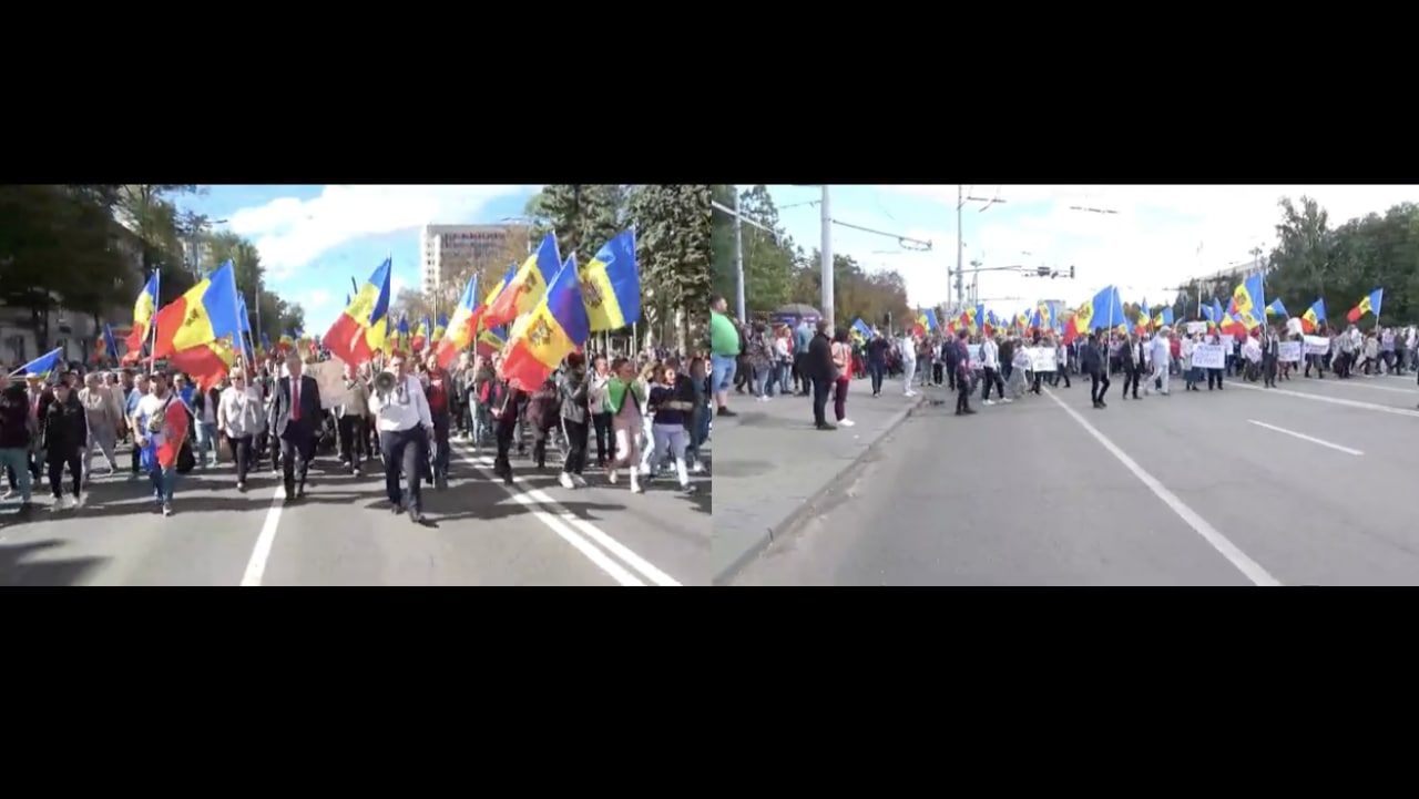 Chișinău. Bulevardul Ștefan cel Mare din Chișinău este închis în zona centrală. Acolo are loc un protest organizat de Partidul ȘOR la Președinție: Manifestanții, aduși organizat cu autocare și autobuze