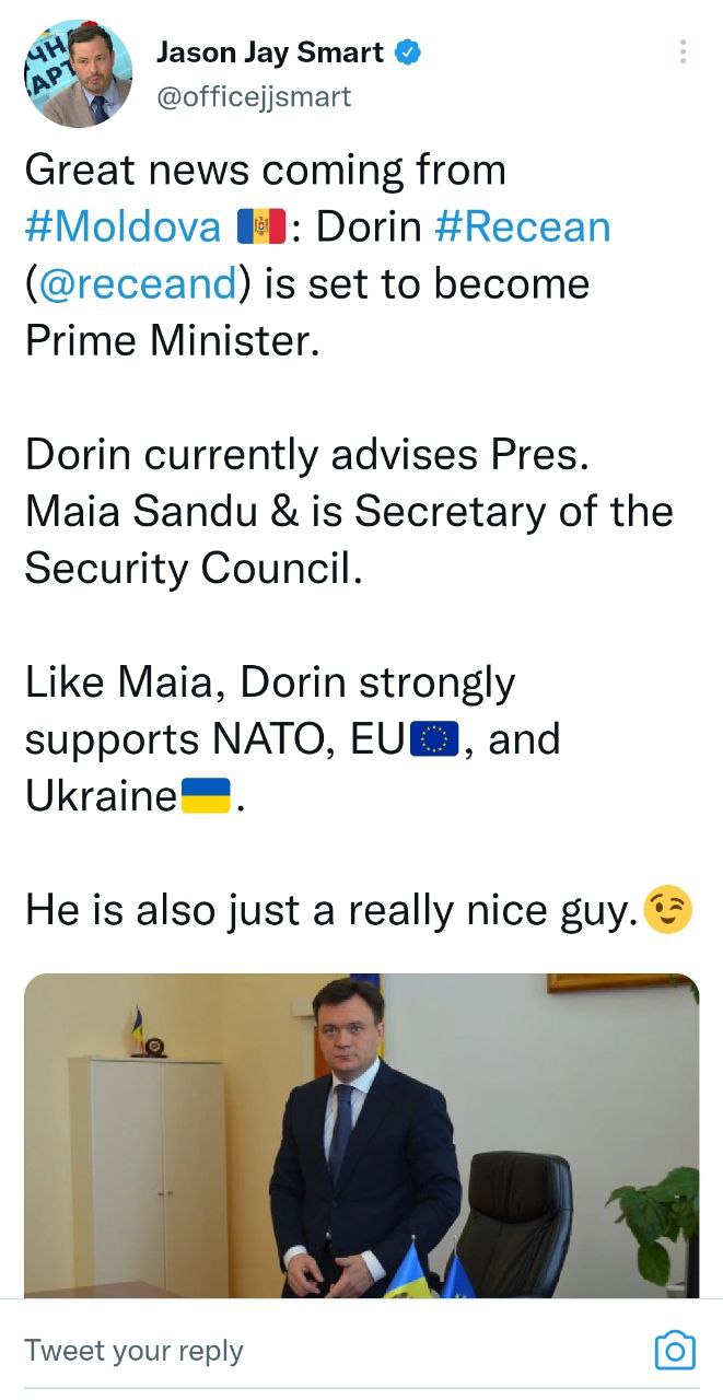 Zvonuri pe Internet: un consultant american scrie ca Dorin Recean va fi următorul premier în R. Moldova