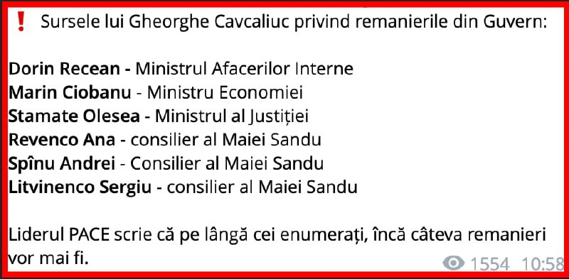 Prieteni, atenție, breaking news. Gheorghe Cavcaliuc a anunțat azi dimineață schimbări în Guvern