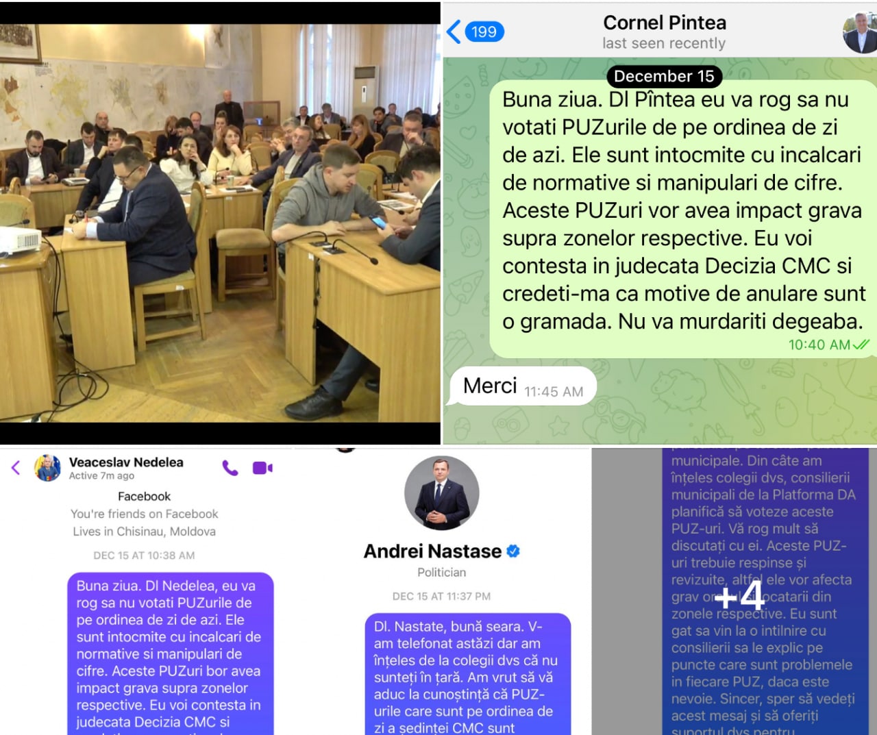 Chironda: Absolut toți acești oameni sunt foarte conștienți ce votează. I-am preîntimpinat personal, să nu zică ”nu am știut”. Anume de asta Primarul, arhitectul-șef și liderii de fracțiuni lipsesc de la ședință. Să nu se murdărească