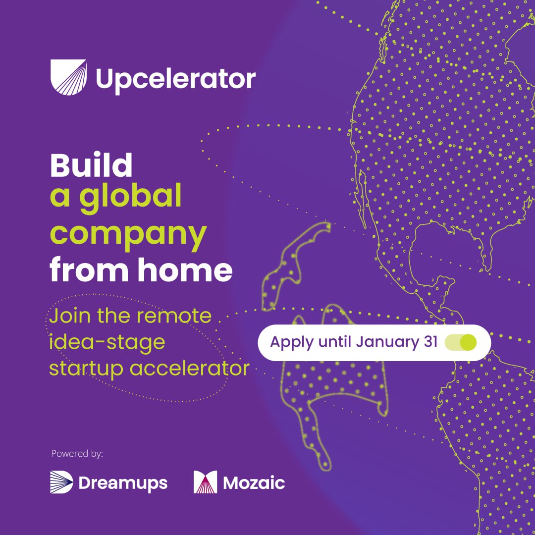 Organizația Dreamups a deschis aplicările de înregistrare la acceleratorul online pentru afacerile ce sunt în faza incipientă - Upcelerator. Într-o perioadă de 4 luni, îți vei construi propria companie de la zero și o vei extinde pe o piață globală