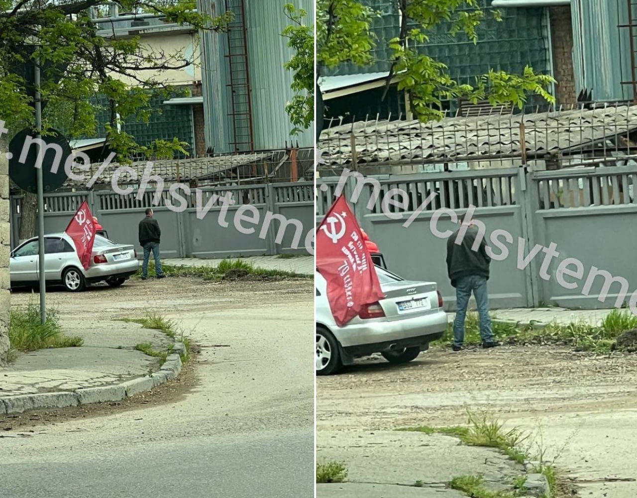 Fotografie simbol: "Avtoprobegul" de 9 Mai s-a încheiat și odată cu el reprezentanții "victorioșilor" din cel de-al Doilea Război Mondial, au pus ultimul "punct" pe activități, urcând într-o mașină germană, în continuarea drumului confortabil spre casă. Ura! 😉