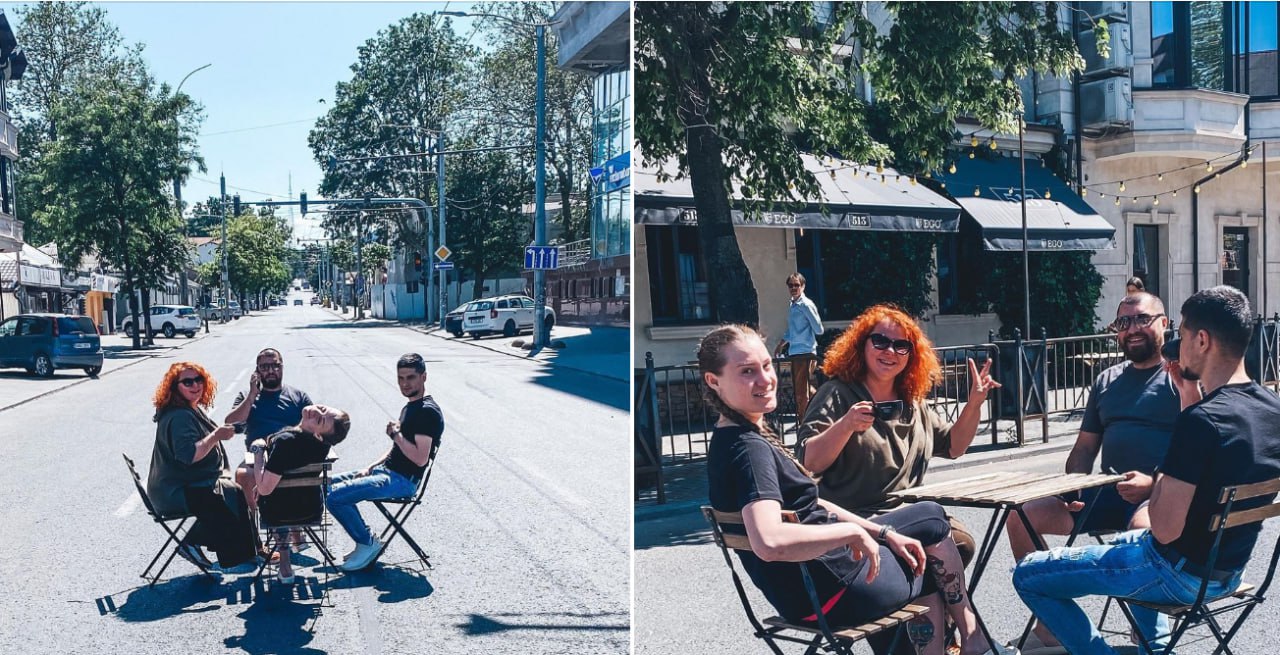 În timp ce propaganda rusească vede apocalipsa în Chișinău, unii se simt foarte bine într-un oraș fără mașini, chiar pe mijlocul străzii :)