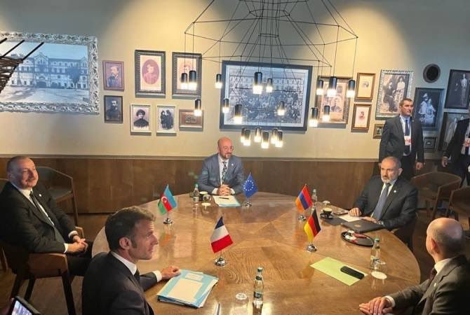 Macron, Scholz și Michel, încă la Bulboaca împreună cu Pashanian și Aliyev, încercând să pună punct pe conflictul de ani de zile dintre cele 2 țări