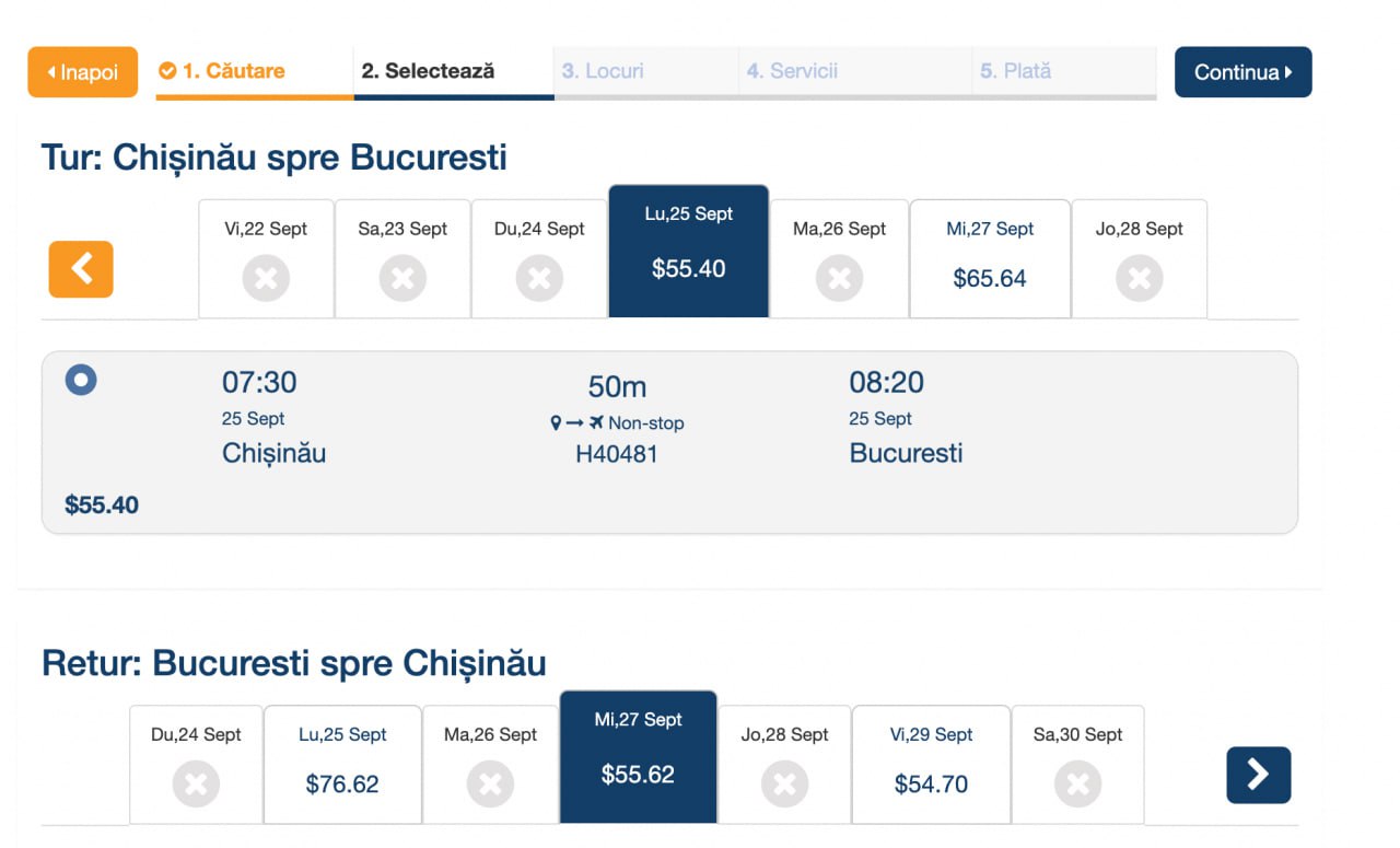O companie aeriană din Moldova anunță zboruri pe direcția Chișinău - București cu $55 USD pe direcție (111 USD dus-întors), începând cu sfârșitul lunii septembrie
