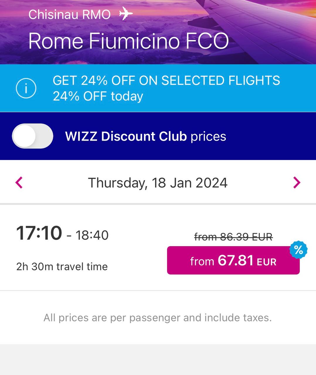 Eroarea tehnică ar fi fost corectată: Zborurile Wizz Air apar din nou în aplicație