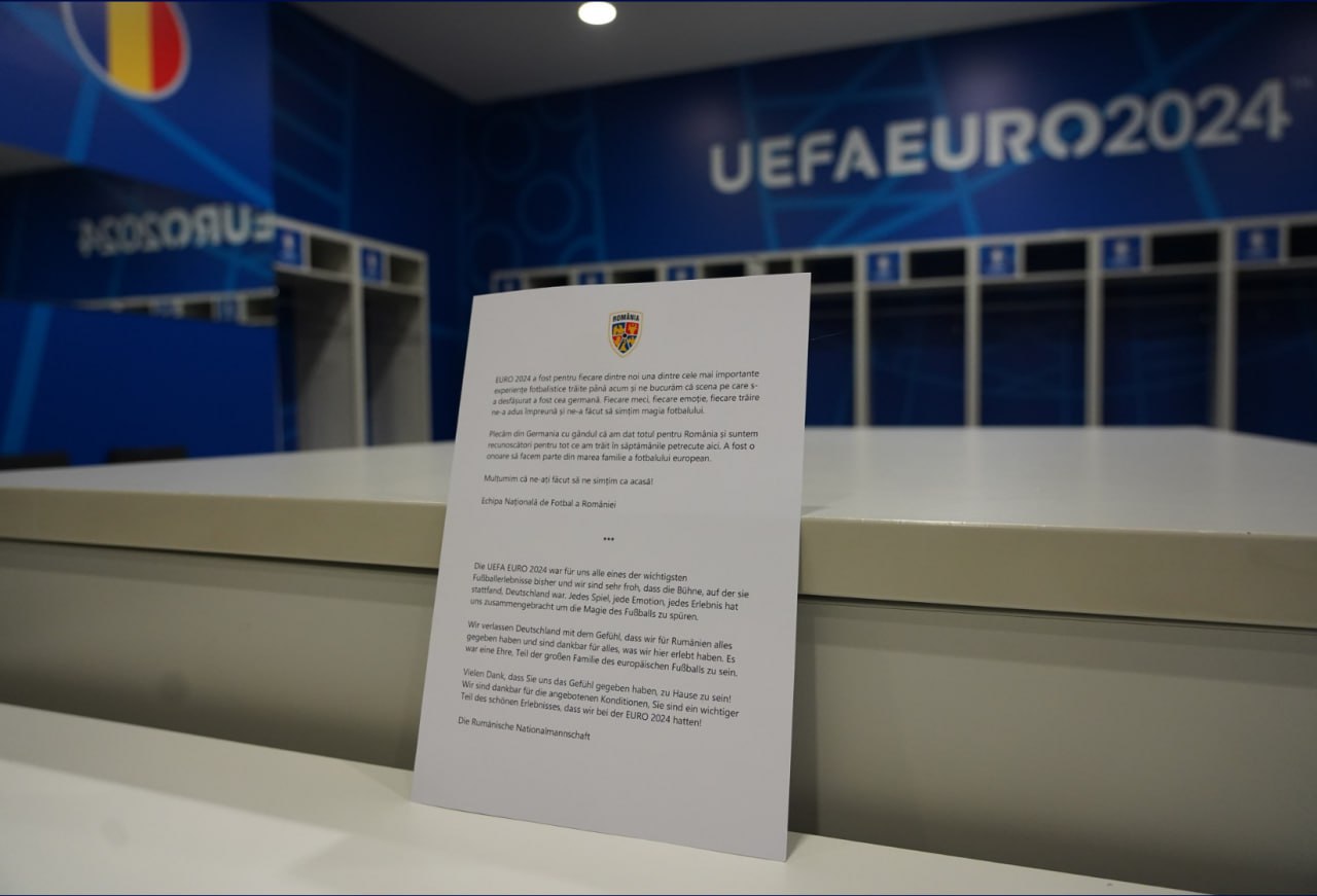 După ce au fost eliminați de la Euro2024, „tricolorii” români au lăsat vestiarul imaculat și o scrisoare: