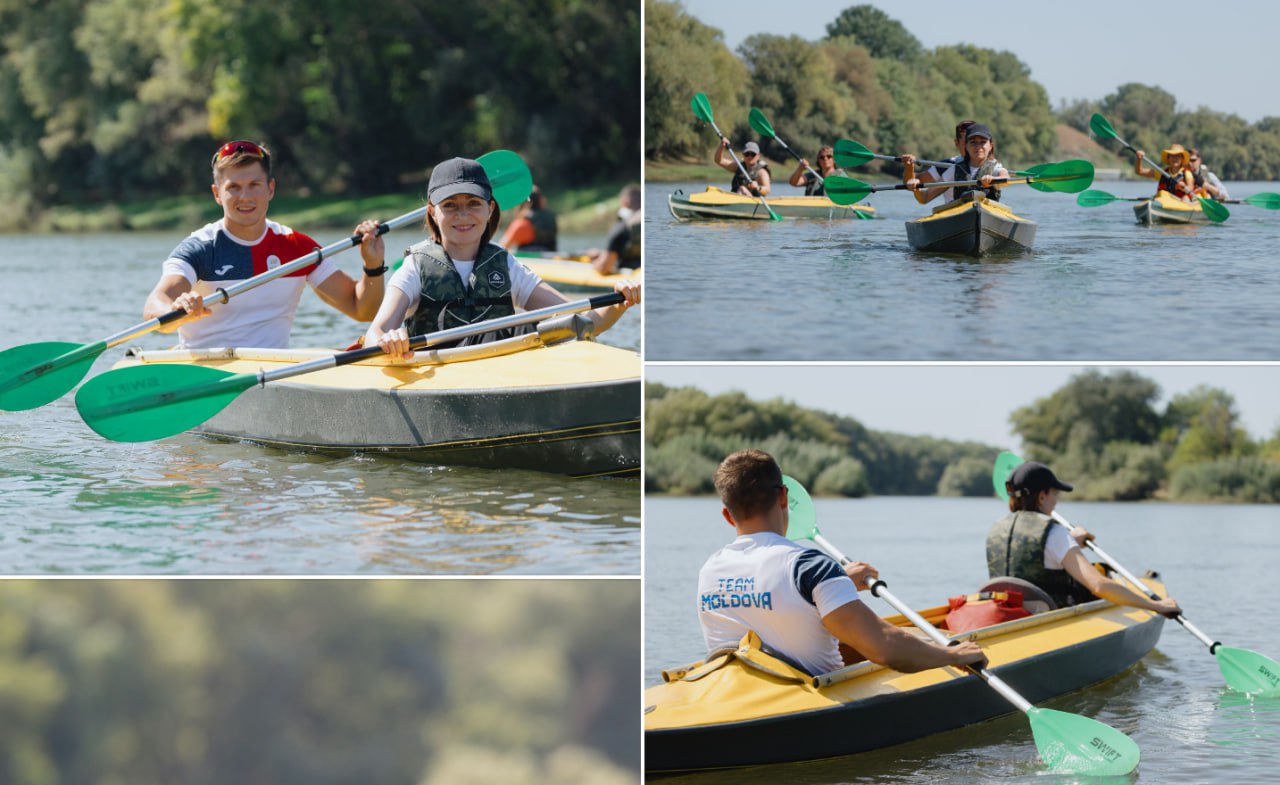 Maia Sandu a vâslit în weekend alături de canoistul olimpic Serghei Tarnovschi, pe Nistru: "Am răspuns invitației lui Alex Guțaga de la Kayaking Tours și, împreună cu Serghei Tarnovschi, am avut azi o experiență minunată pe Nistru cu caiacele. Va îndemn să mergeți cu familia, cu copiii și să descoperiți frumusețile și oamenii Moldovei"
