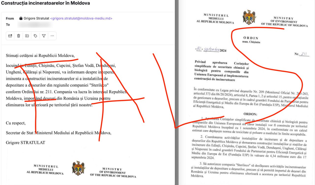 Rubrica “Falsul Zilei”: O scrisoarea falsă distribuită pe Internet, chipurile semnată de ministrul mediului, anunță începerea construcției de incineratoare și depozite de deșeuri în mai multe raioane ale țării