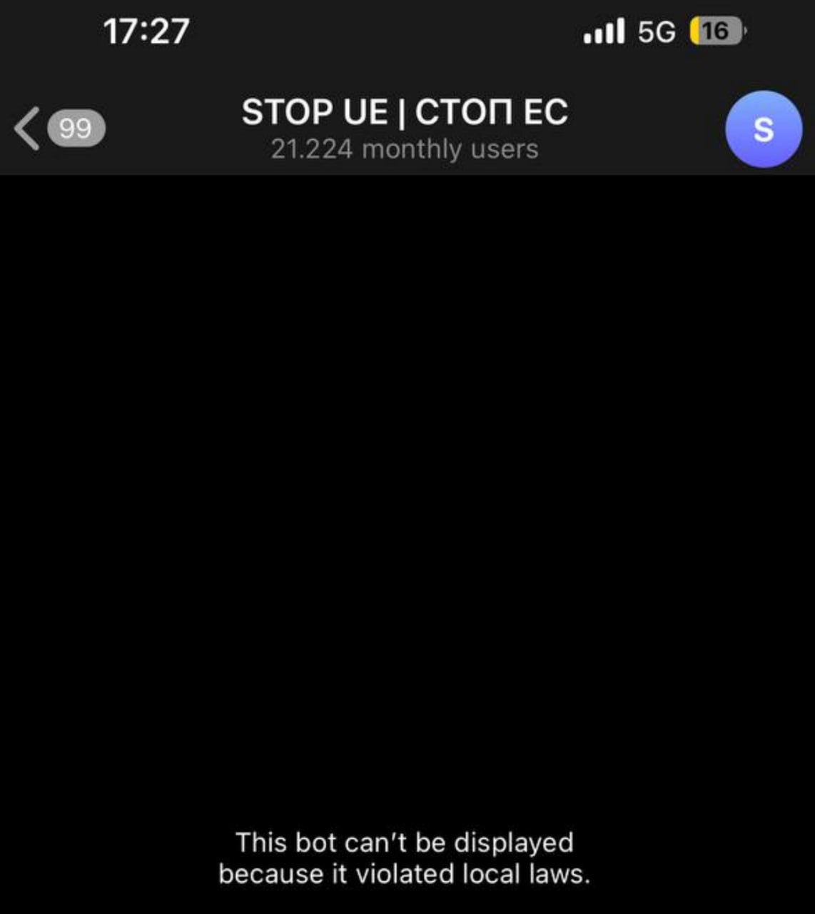 Finita la comedia. Bot-ul cu 21 000 de abonați prin intermediul căruia se gestiona rețeaua rusească de votanți - a fost dezactivat de Telegram la accesarea de pe teritoriul R. Moldova