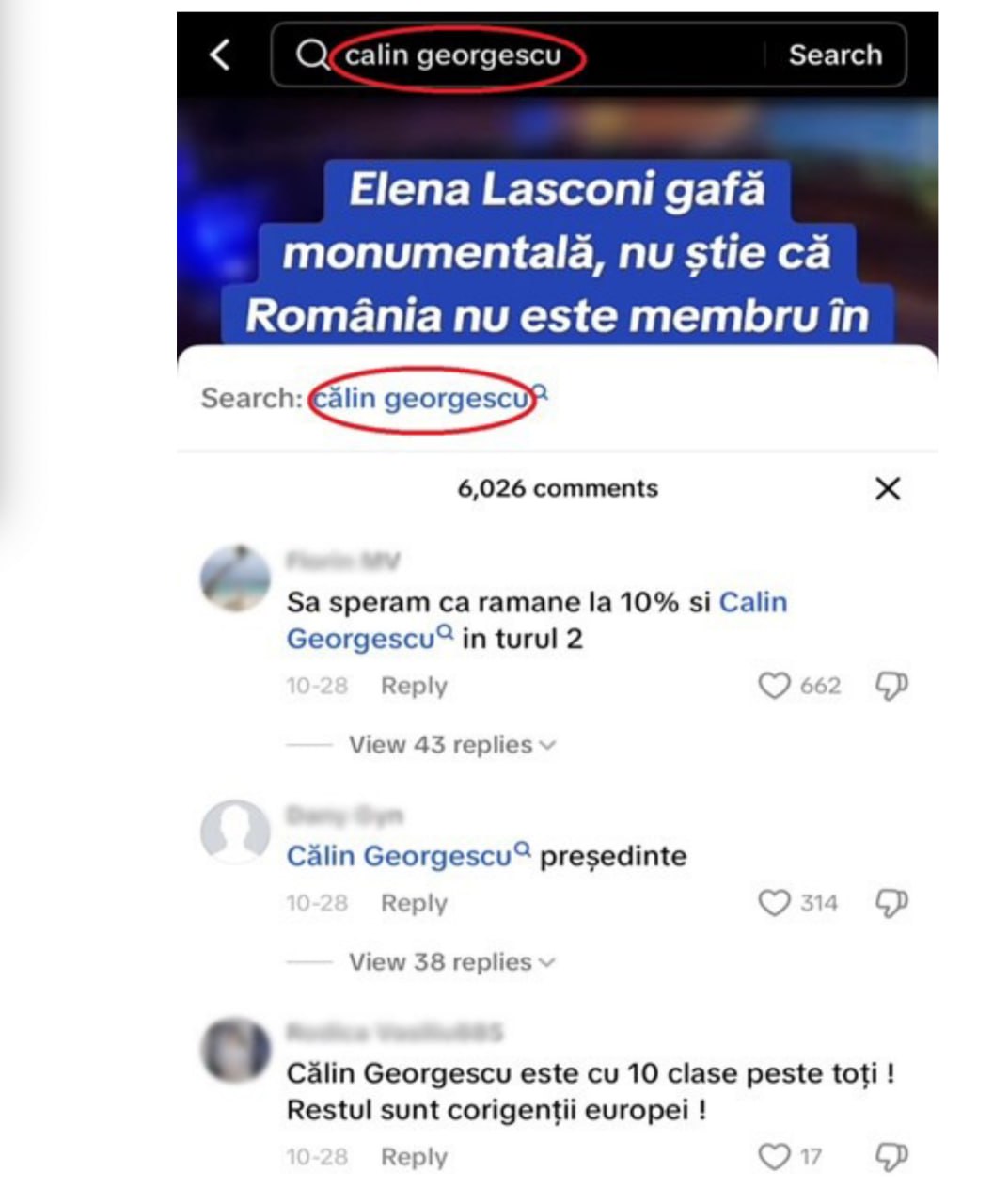Un material din presa românească arată cum prin sistemul de tag/mențiune, clipurile video ale lui Călin Georgescu, atât pe Tik-Tik cât și Youtube au primit amplificare foarte mare: La foarte multe din videoclipuri ale Elenei Lasconi și ale lui Ciucă - în loc de dezbateri - au apărut foarte multe recomandări către Călin Georgescu