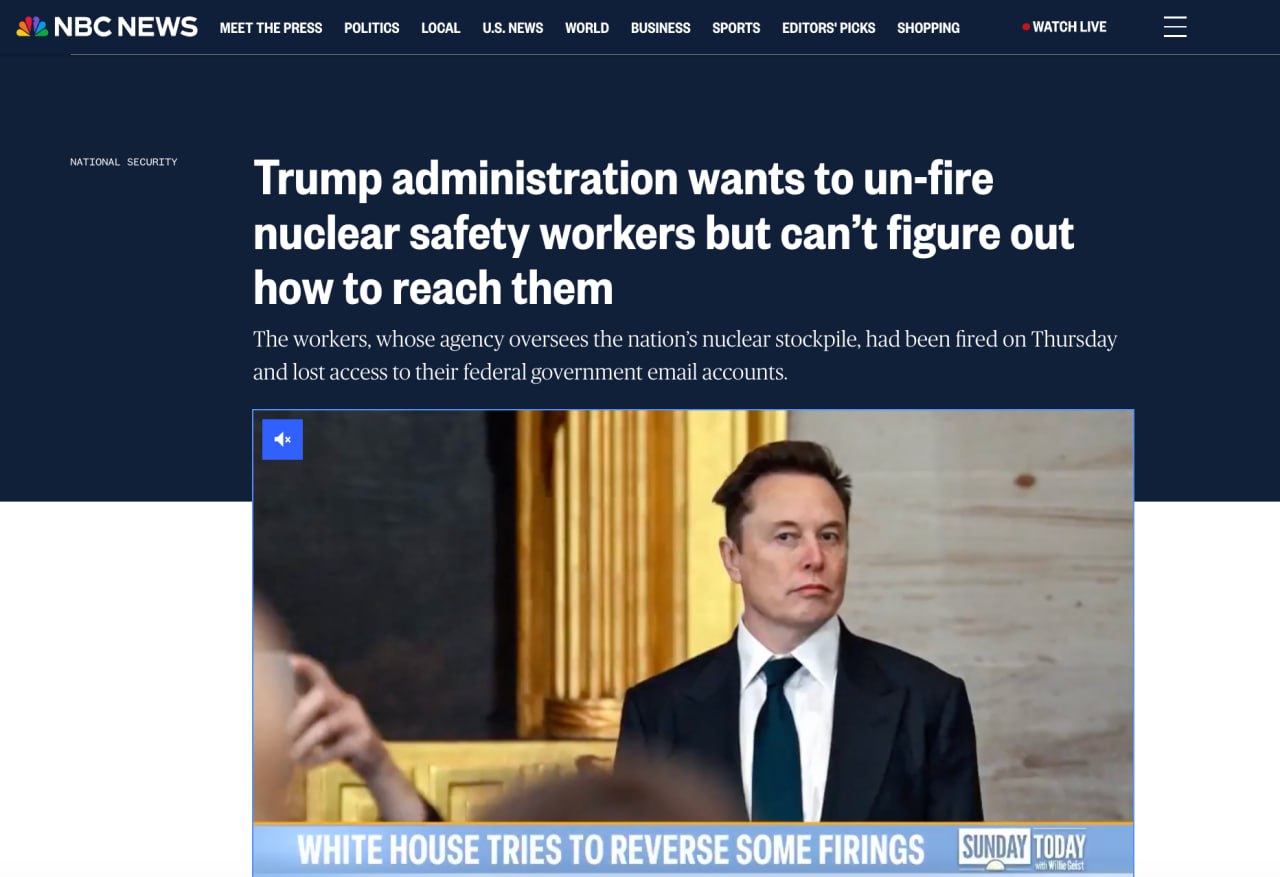 La ce duce lipsa de experiență: Tinerii neexperimentați din echipa lui Musk, despre care presa scrisese aici, nu știau că NNSA înseamnă de fapt Administrația Națională pentru Securitate Nucleară. Personalul concediat includea experți în securitate nucleară și personal de la facilitățile de producție a armelor nucleare