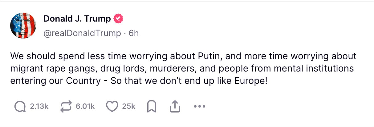 Donald Trump pe rețeaua sa socială, noi declarații care cresc suspiciunilor că își dorește distrugerea UE, iar ce a făcut Putin în Ucraina - puțin îl interesează