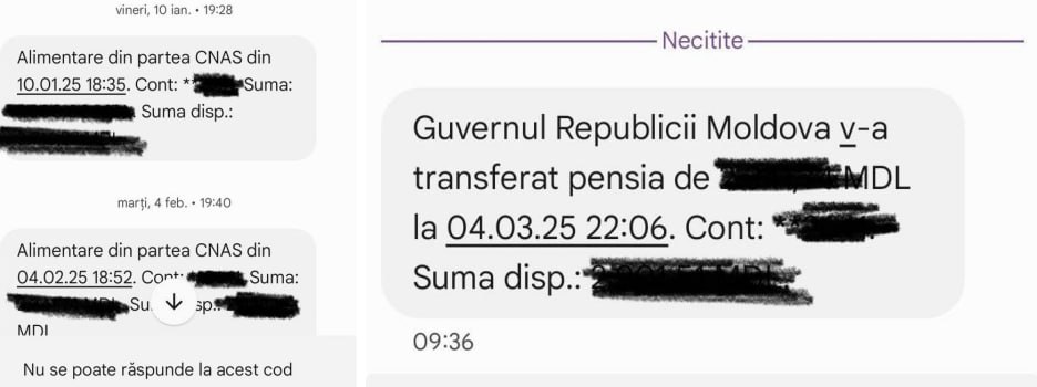 „Guvernul Republicii Moldova v-a transferat pensia”, este mesajul prin care pensionarii sunt înștiințați astăzi despre transferul banilor în cont, deși anterior textul avea mențiunea „Alimentare din partea CNAS…”. Modificarea operată de autorități a stârnit un val de ironii pe Internet, în special printre membrii opoziției