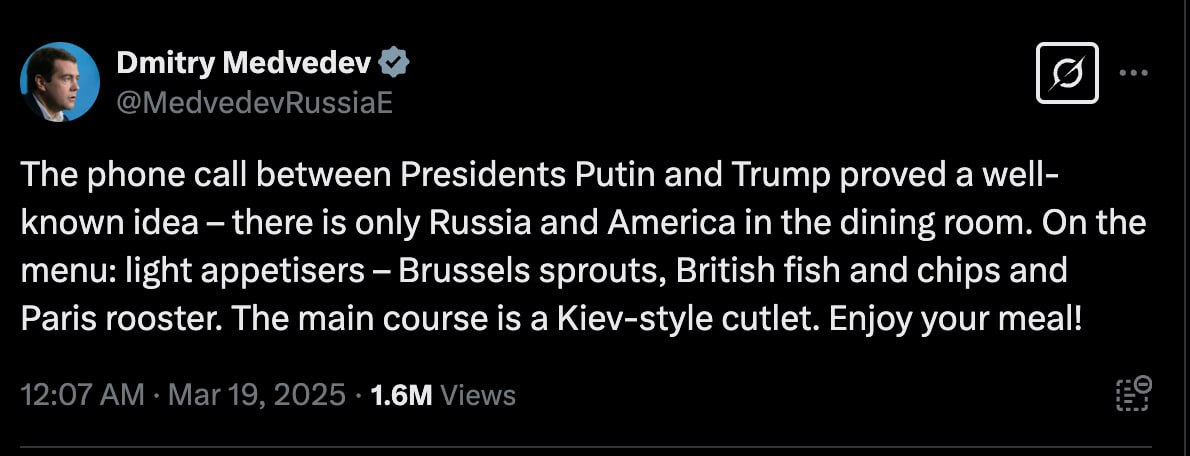 Cum a comentat Dmitri Medvedev discuția dintre Putin și Trump de zilele trecute: