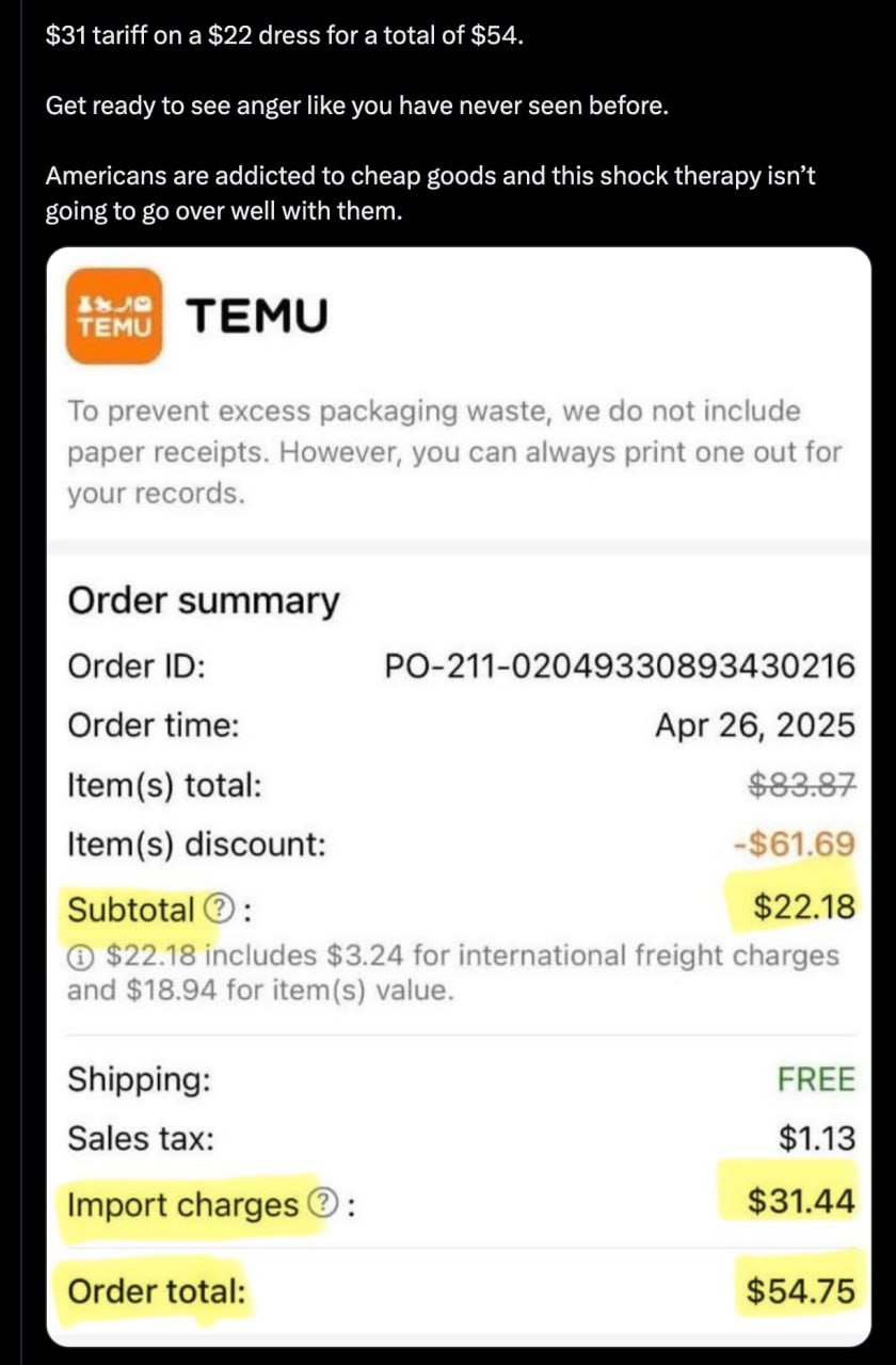 "Art of the Deal" marca Trump: Americanii încep să primească produsele comandate din China cu taxe uriașe, ce duc costul produselor la 2-3x decât cel inițial. Prețul este pus pe seama consumatorului