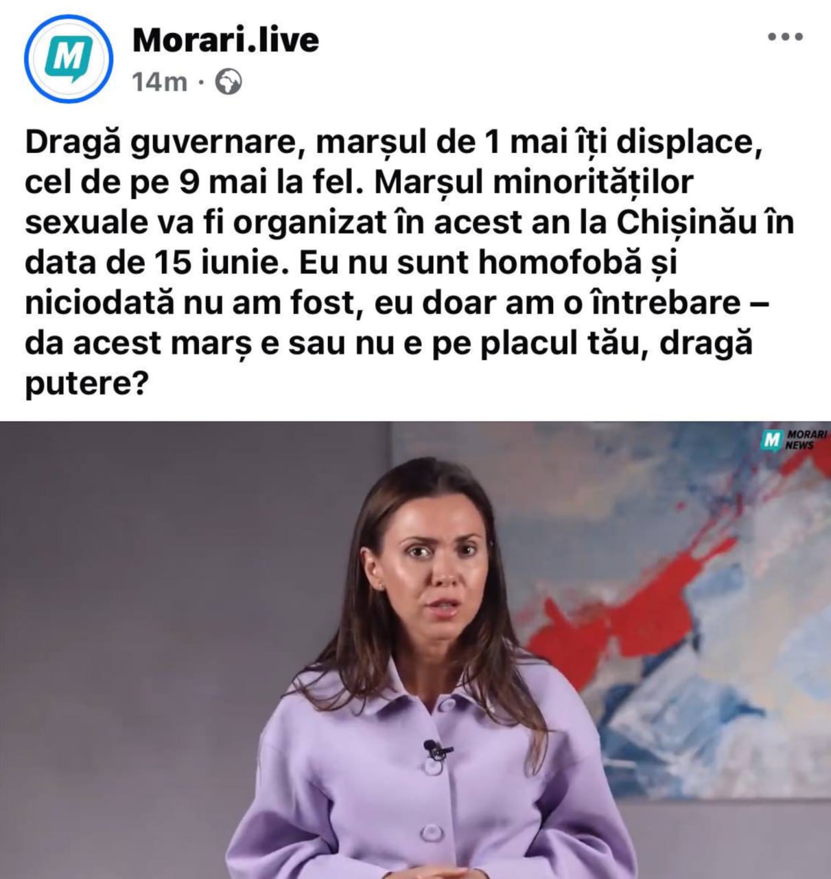  Natalia Morari încearcă să tragă discuția despre marșul LGBT peste PAS:
