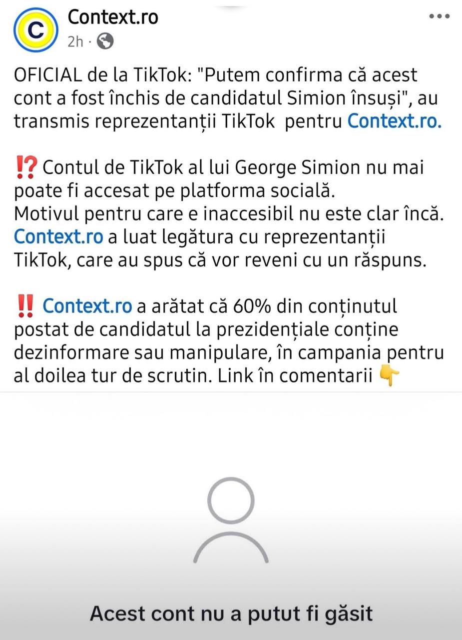 George Simion și-a închis azi contul de TikTok. Analiștii români cred ca a făcut asta pentru a se victimiza și a acuza autoritățile de cenzură