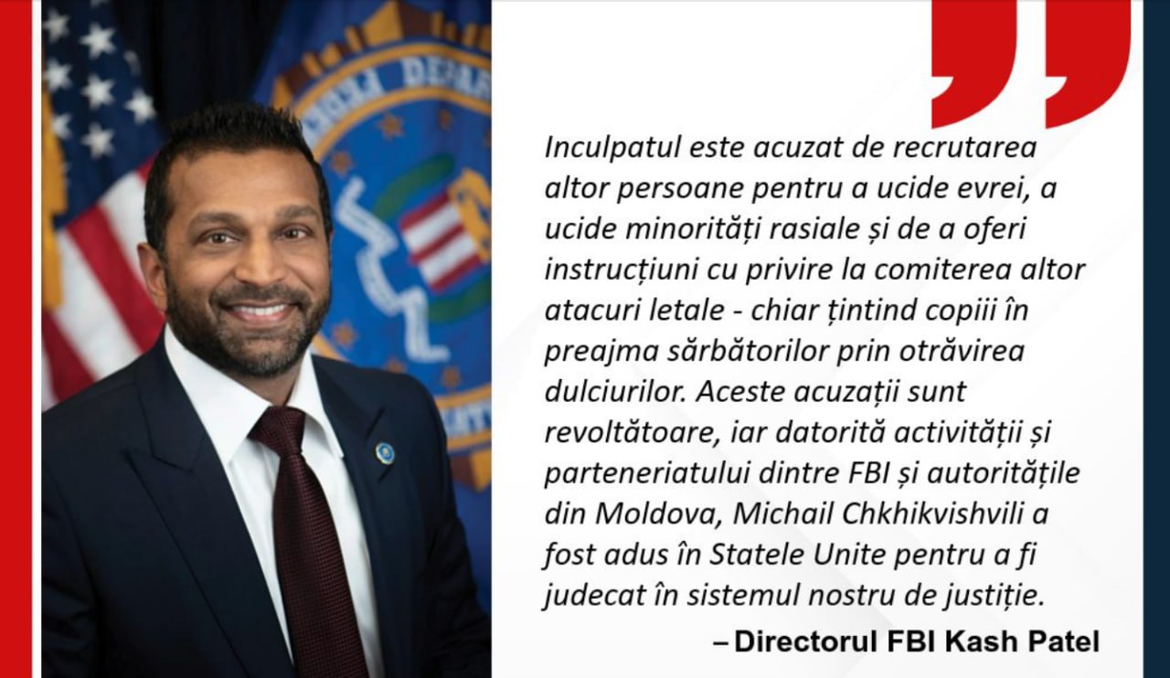 Șeful FBI mulțumește Moldovei pentru ajutor: Cetățeanul georgian Michail Chkhikvishvili, 21 de ani, din Tbilisi, a fost extrădat în Statele Statele Unite din Moldova la 22 mai. Statele Unite mulțumesc Ministerului Justiției din Moldova, Procuraturii Generale și nenumăratelor agenții din cadrul Ministerul Afacerilor Interne pentru acest efort de un an de zile de a-l aduce pe Chkhikvishvili în fața justiției.  Această realizare istorică nu ar fi fost posibilă fără puternicul parteneriat bilateral dintre SUA și Republica Moldova, care contribuie la siguranta atat a Republicii Moldova cat și a Statelor Unite