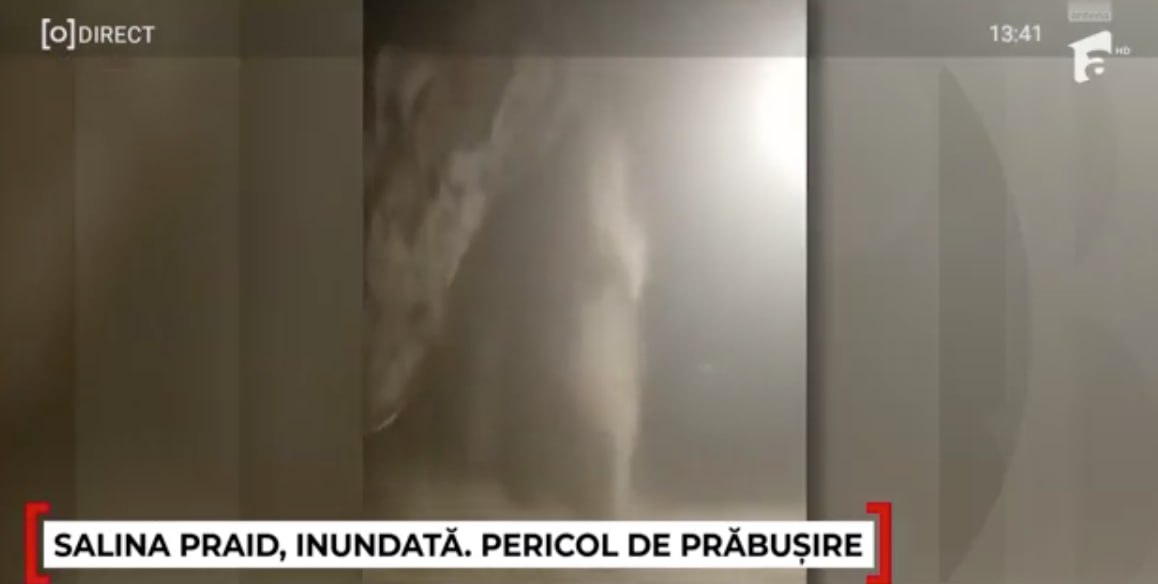 Situație critică în Harghita: risc de prăbușire la Salina Praid după ploile abundente din ultimele zile. Debitul pârâului Corund a atins cel mai mare nivel din ultimii 30 de ani