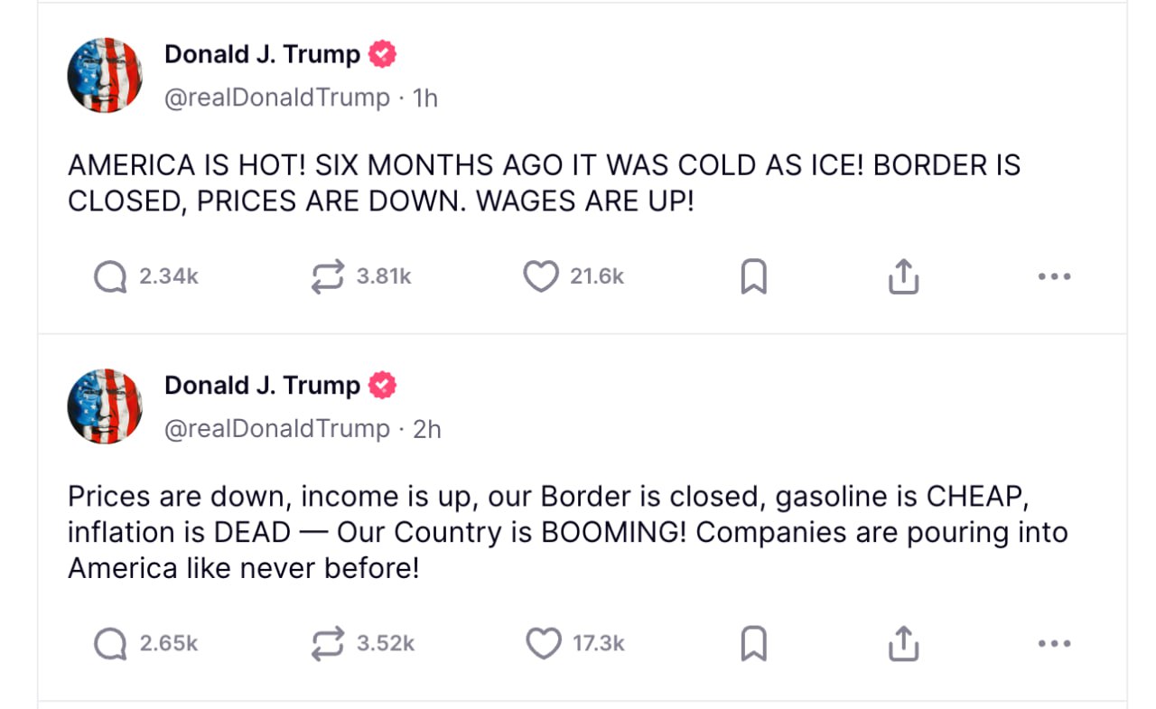 Donald Trump îi anunță pe americani pe rețeaua sa că în SUA a început să curgă lapte și miere: