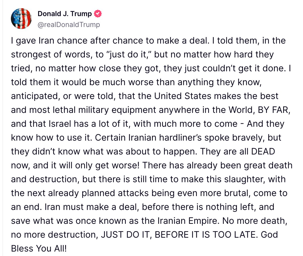 Reacția lui Trump după atacul Israelului: Va fi mai rău dacă Iranul nu se așează la masa de negocieri și semnează o înțelegere