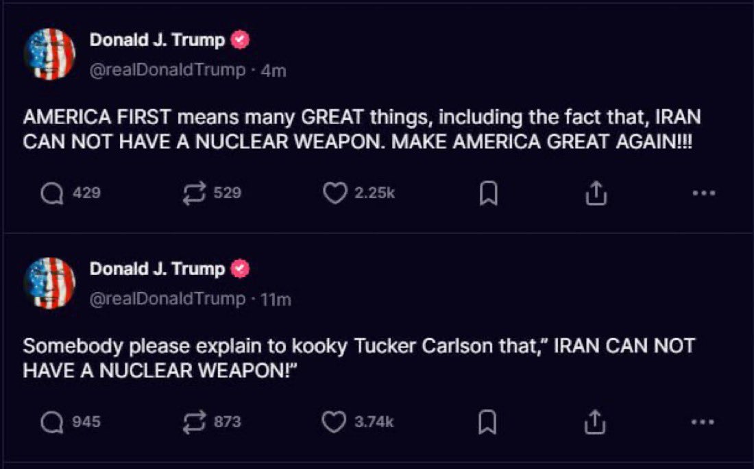 Trump își șterge picioarele de șefa serviciilor secrete americane Tulsi Gabbard și lasă să se înțeleagă că a răcit relațiile și cu un alt mare susținător al său din campania electorală: Tucker Carlson