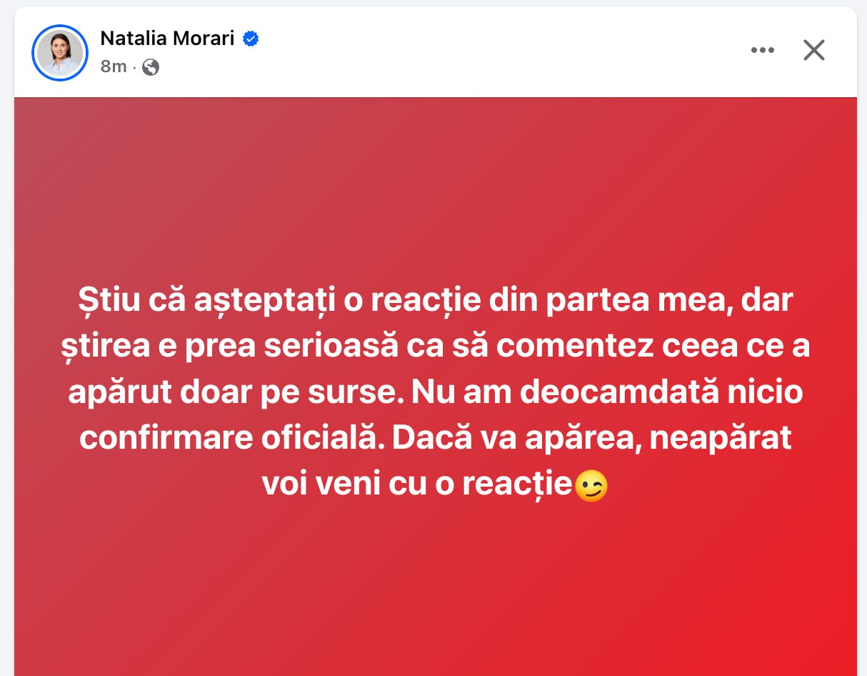 Natalia Morari se abține deocamdată să comenteze informația pe surse cu privire la o presupusă interdicție de călătorie în privința sa, "pentru că știrea e prea serioasă"