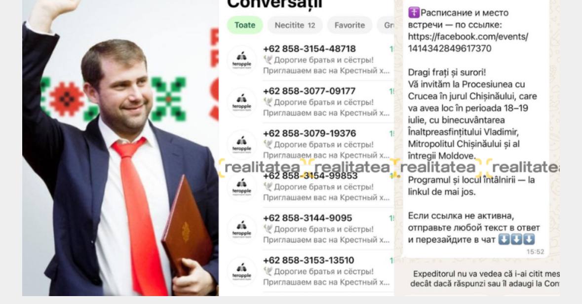 Val de spam pe WhatsApp despre drumul crucii organizat de Șor. Câte 30 de mesaje din Indonezia, trimise moldovenilor