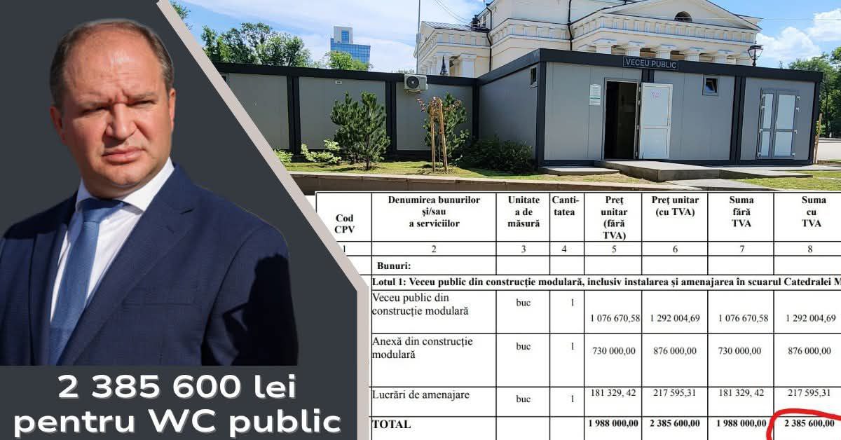 WC-ul public din parcul Catedralei, centrul Capitalei, a costat peste 2.3 mln lei. Informația a stârnit vâlvă pe rețelele de socializare