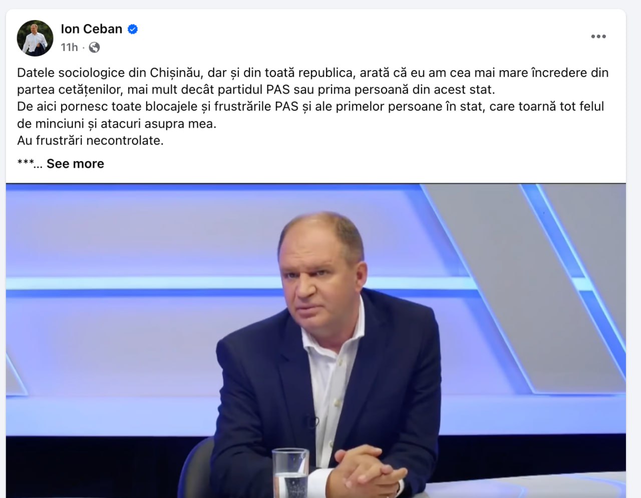 Primarul Capitalei, Ion Ceban, spune că are cel mai mare rating politic din țară, chiar și peste cel al Maiei Sandu. Acesta ar fi motivul de ce acesta e atacat