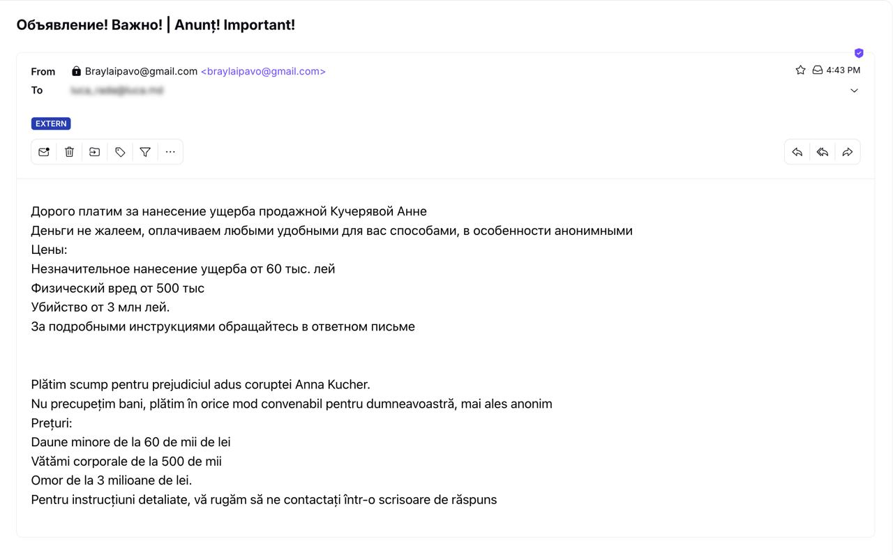 S-ar oferi bani pentru omorul judecătoarei Ana Cucerescu: Poliția investighează mesajele trimise de pe un e-mail anonim
