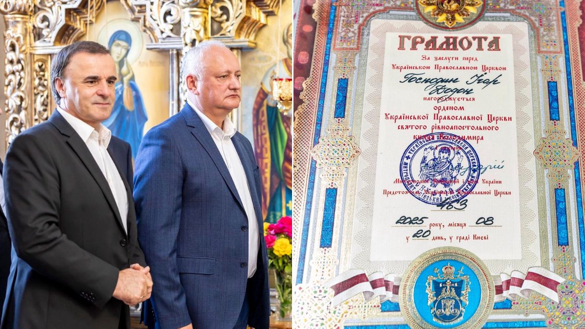Poze vs. realitate: Mitropolia de Kiev neagă că i-ar fi atribuit vreun ordin lui Igor Dodon. Pe 20 august, liderul PSRM, Igor Dodon, a scris pe rețelele de socializare că a vizitat Mănăstirea de maici „Adormirea Maicii Domnului” din satul Calarașovca, raionul Ocnița. Postarea este însoțită de mai multe poze de la eveniment, iar în una dintre acestea apare o diplomă. Potrivit imaginilor, lui Dodon i-ar fi fost oferit ordinul „Sfântul Întocmai cu Apostolii, Marele Cneaz al Vladimir” al Bisericii Ortodoxe Ucrainene, pentru „merite deosebite”