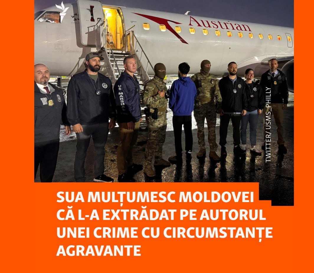 Autoritățile din SUA le-au mulțumit celor din R. Moldova pentru extrădarea unui suspect într-un delict cu foc de armă petrecut la Philadelphia. Potrivit presei de acolo, ar fi vorba de un etnic georgian. El ar fi al doilea georgian extrădat de Chișinău peste ocean, anul acesta. „Guvernul Statelor Unite adresează mulțumiri Procuraturii Generale, Inspectoratului General al Poliției și Poliției de Frontieră pentru extrădarea reușită, săptămâna trecută, a unui cetățean american căutat pentru agresiune cu circumstanțe agravante în Philadelphia, Pennsylvania”, se arată într-o postare pe rețele a Ambasadei SUA la Chișinău. „Această extrădare a fost rezultatul direct al cooperării noastre excelente în domeniul aplicării legii și evidențiază puterea relațiilor bilaterale dintre Statele Unite și Republica Moldova.”