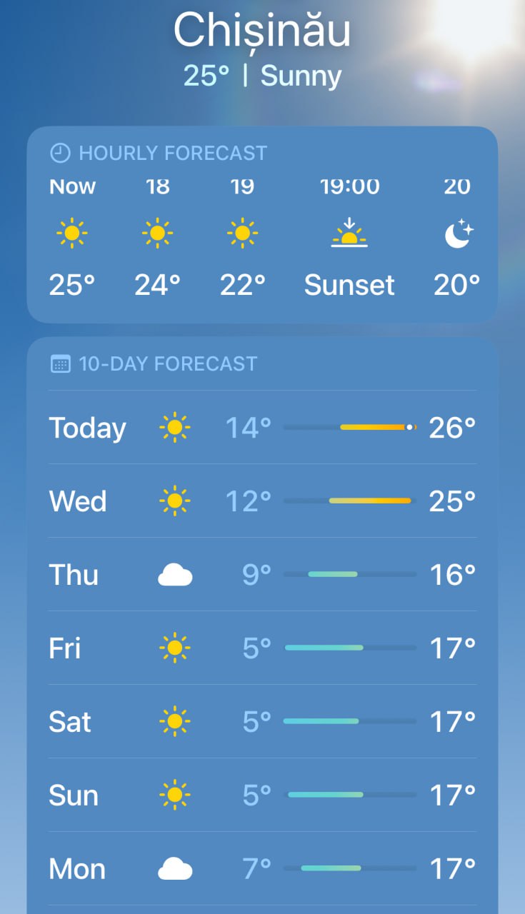 Vremea se schimbă brusc: Mâine avem ultima zi cu temperaturi văratice, iar de joi vine toamna adevărată cu temperaturi mai scăzute, inclusiv înghețuri în weekend, cu maxime de 14-20 grade în zilele de vineri, sâmbătă și duminică. Link
