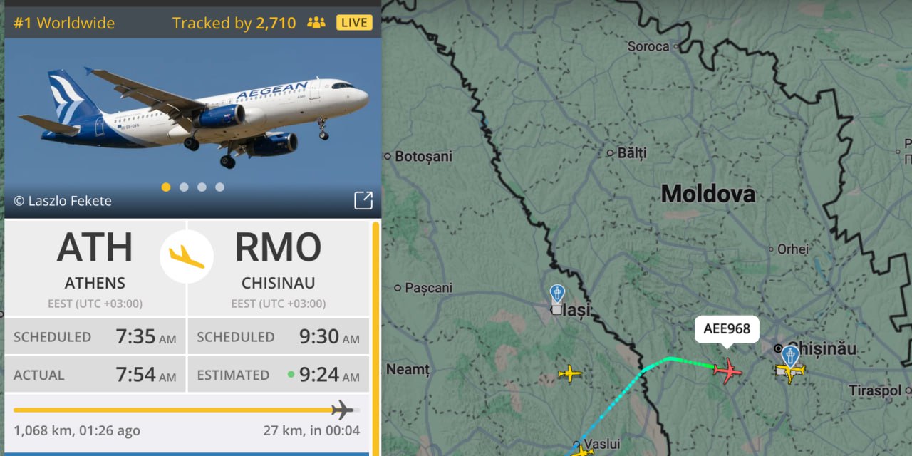 Avionul care îl transportă pe Plahotniuc va ateriza la Chișinău în cca 15 minute. Este deja în spațiul aerian moldovenesc