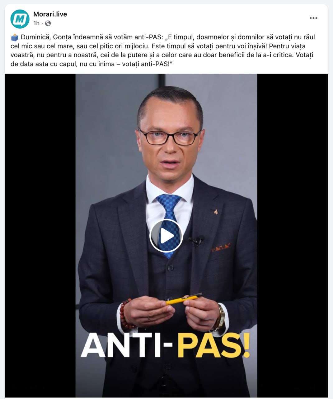 După Plahotniuc, Cebotari, Vlah, Voronin și Șor, moderatorul de interviuri pe Youtube Gheorghe Gonța îndeamnă și el la un vot anti-PAS. Mesajul său e distribuit de canalele media aparținând Nataliei Morari