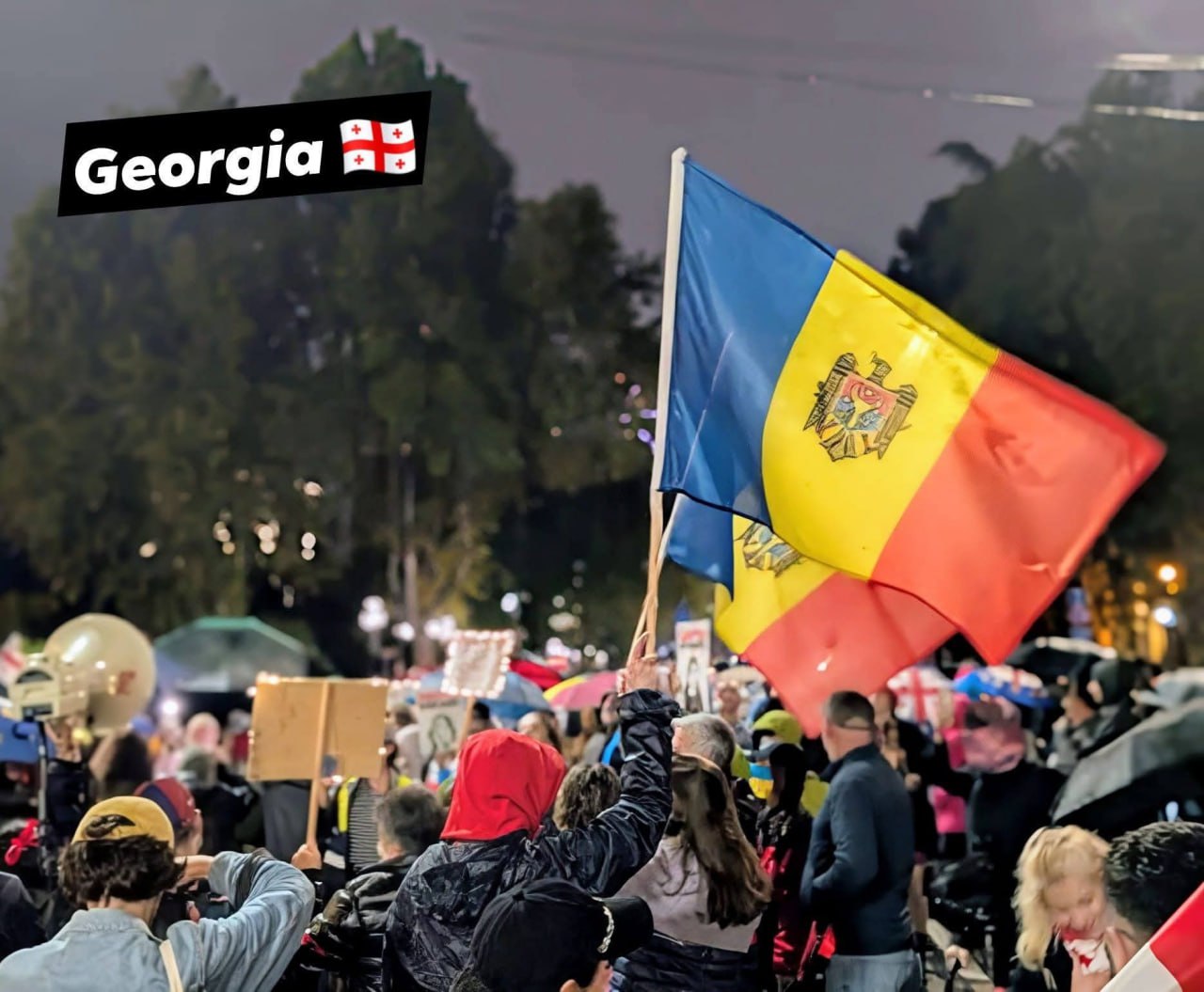 FOTO: Drapelul Moldovei, la protestul pro-UE din weekend de la Tbilisi