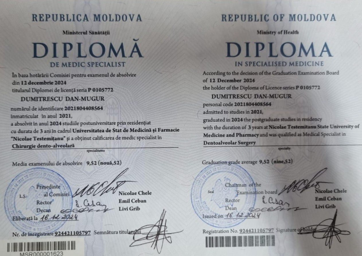 Presa română: Diplomele false investigate de autoritățile române ale medicilor români pe care se conține semnătura lui Emil Ceban, actual ministru al Sănătății în Moldova, fost rector la Universitatea de Medicină