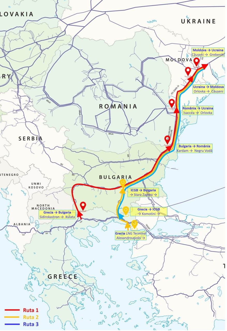 Noi rute de gaze aprobate: ANRE aprobă 2 rute noi pentru fluxurile de gaze din Grecia către Ucraina, consolidând astfel traseele energetice prin Moldova