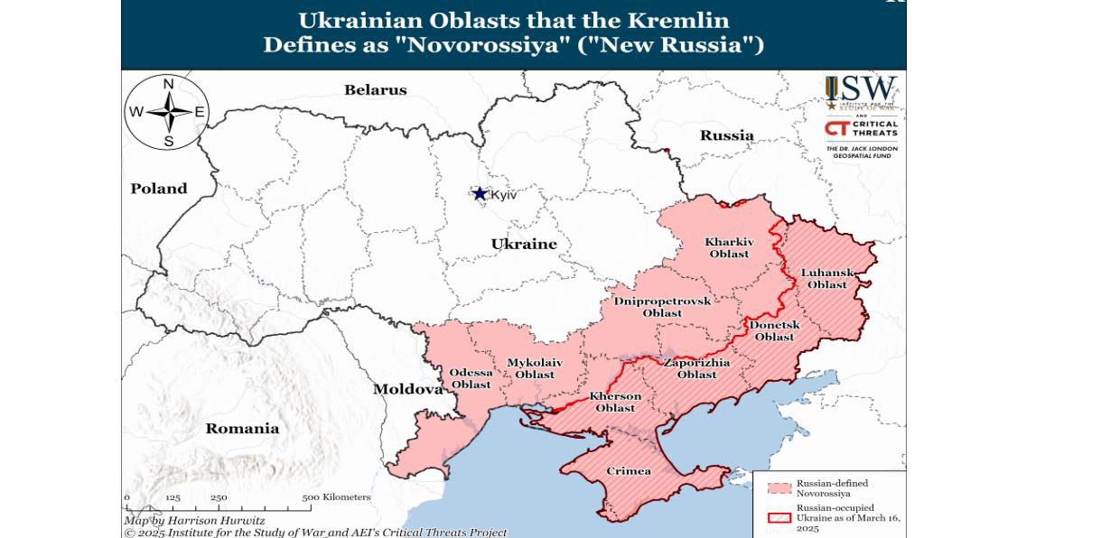 Scopul lui Putin pe termen scurt, mediu și lung: Să rupă Ucraina de la mare și să facă pod către R. Moldova și România, fâșie numită de ruși __Novorossia__