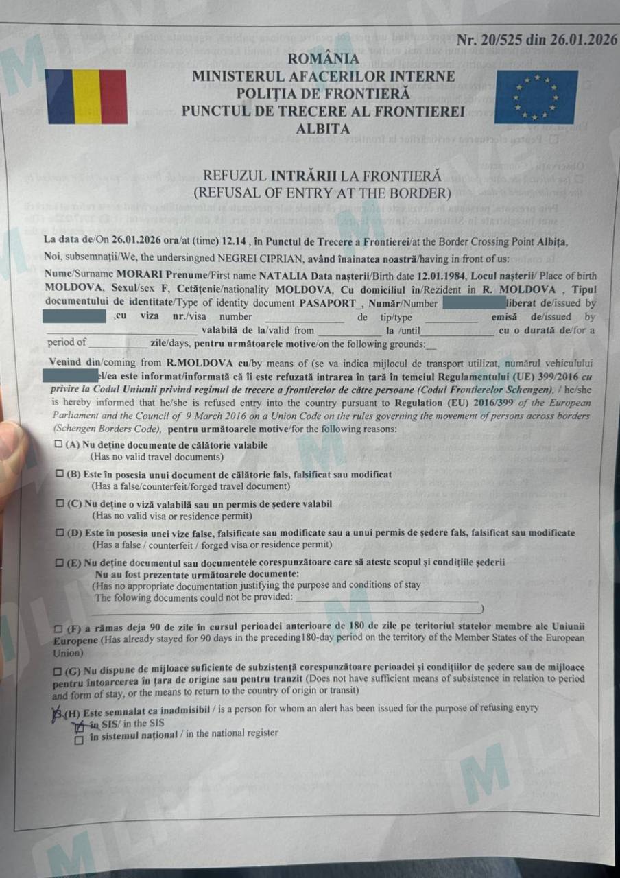 A decis să verifice pe piele ei. Gheorghe Gonța a pornit azi în călătorie Natalia Morari să verifice cum funcționează interdicția de intrare în România. Ultima nu a fost lăsată să intre în țara vecină, lucru cunoscut de anul trecut. Interdicția, valabilă până în 2030. Autoritățile române i-au aplicat o interdicție de intrare valabilă 5 ani, între iulie 2025-2030, invocând motive de ordine publică și securitate națională conform OUG 194/2002