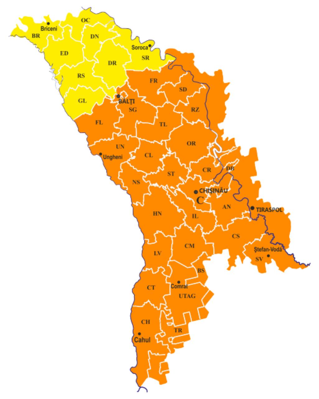 Serviciul Hidrometeorologic a emis avertizări meteo cu cod portocaliu și galben pentru perioada 17-18 februarie 2026. Zonele afectate vor înregistra precipitații puternice sub formă de ninsoare și lapoviță, cu cantități de 20-35 l/m² în zonele cu cod portocaliu și 7-19 l/m² în cele cu cod galben